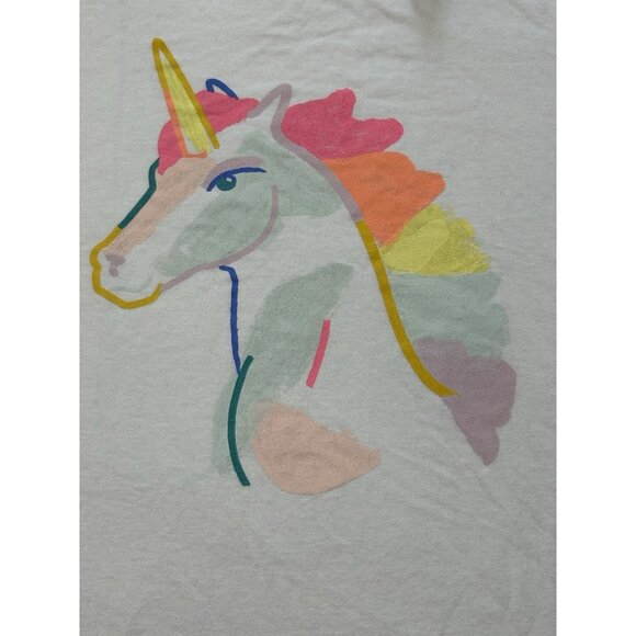 Cat & Jack Girls Size XL 14 Rainbow Unicorn Short Sleeve Graphic T-Shirt 2081 - Picture 2 of 7